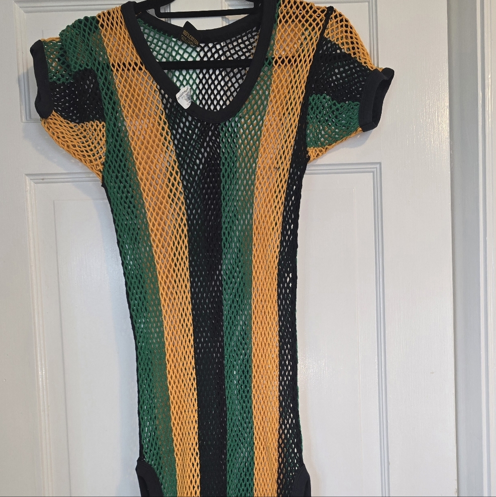 Mesh Jamaican Rasta Dress with Slits